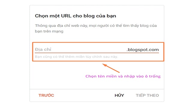Điền tên miền cho blog